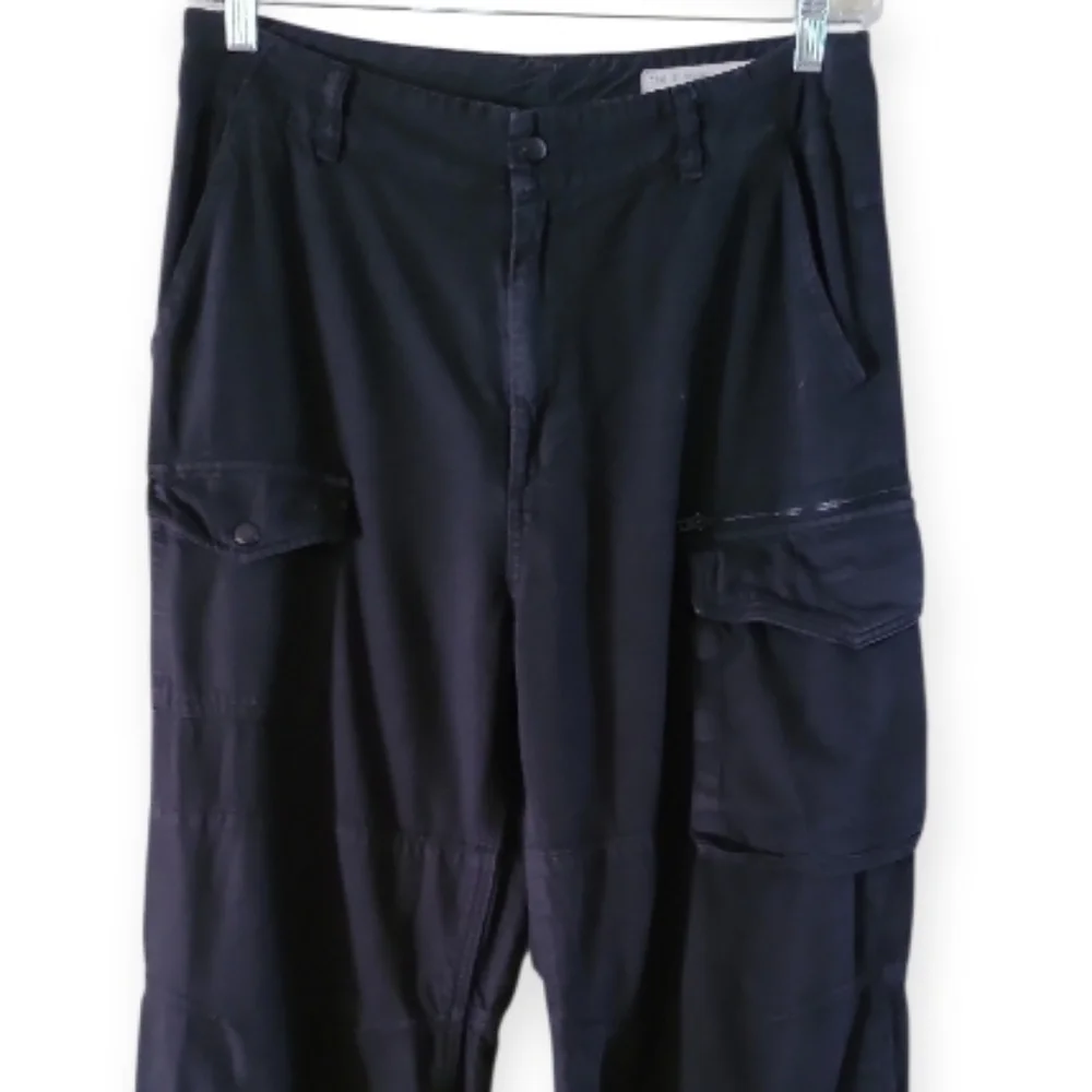Rag & Bone Women's Modern Cargo Organic Cotton Pants Black Wide Leg